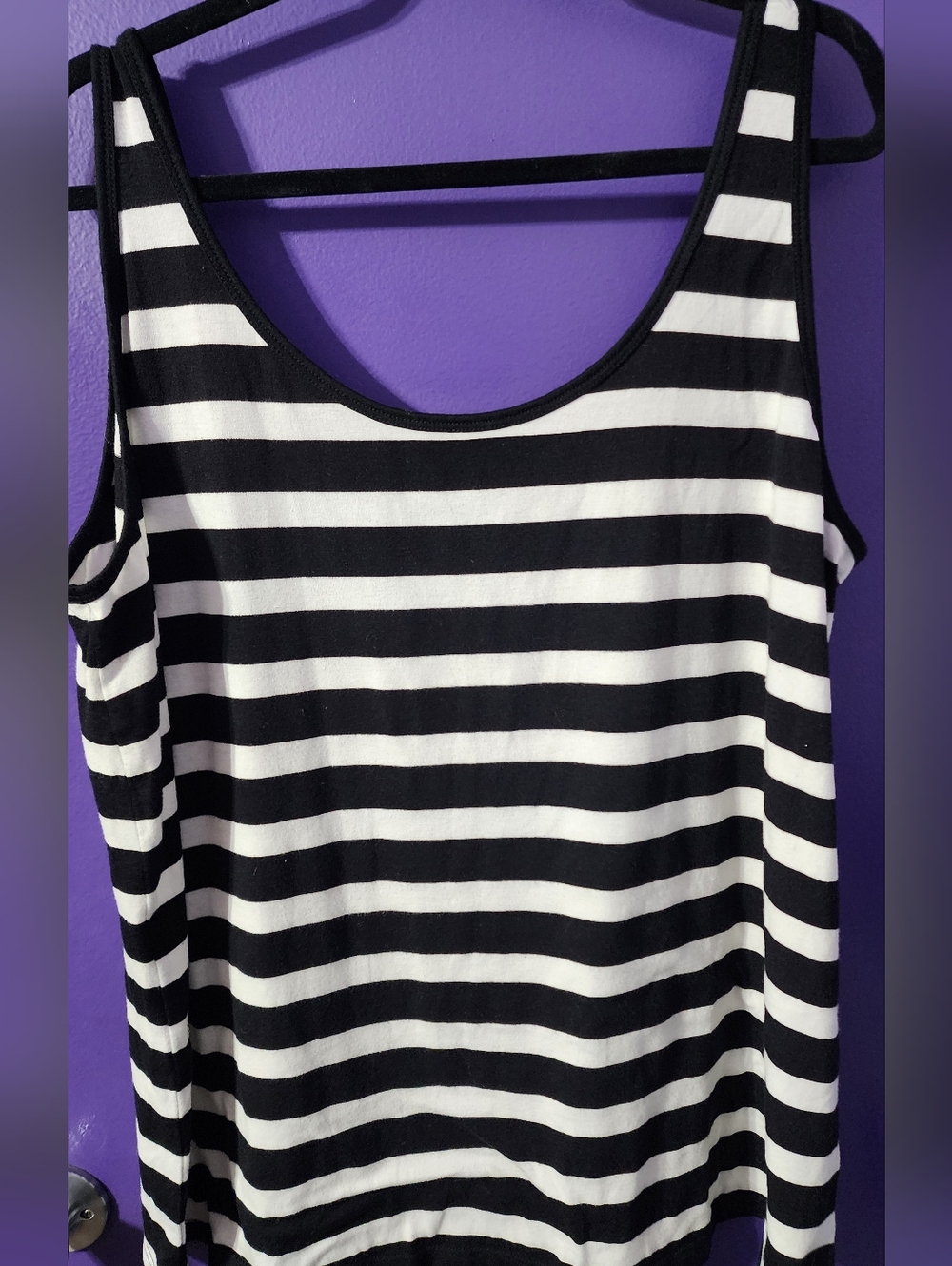 Lane Bryant Black & White Striped Scoop Neck Tank